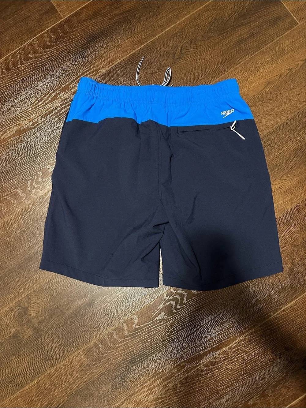 Speedo Men's Navy Swim Trunks with Bright Blue Waistband